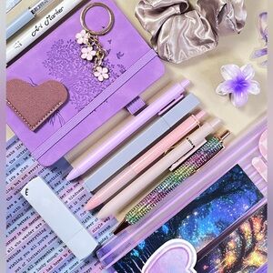 Purple Journal with Floral keychains